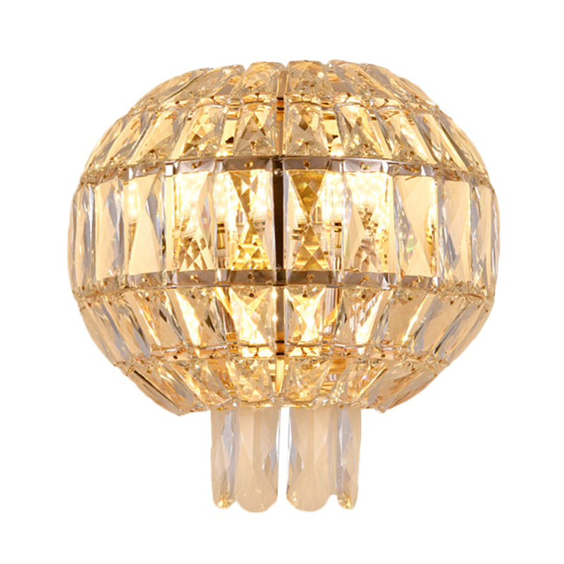 Gold Finish Tiered Sconce Lighting Contemporary 3 Bulbs Crystal Wall Mount Lamp Fixture Clearhalo 'Cast Iron' 'Glass' 'Industrial' 'Modern wall lights' 'Modern' 'Tiffany' 'Traditional wall lights' 'Wall Lamps & Sconces' 'Wall Lights' Lighting' 735225