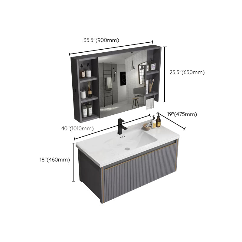 Wall Mount Bathroom Vanity Set Modern Faucet Included Bathroom Sink Vanity Clearhalo 'Bathroom Remodel & Bathroom Fixtures' 'Bathroom Vanities' 'bathroom_vanities' 'Home Improvement' 'home_improvement' 'home_improvement_bathroom_vanities' 7352259