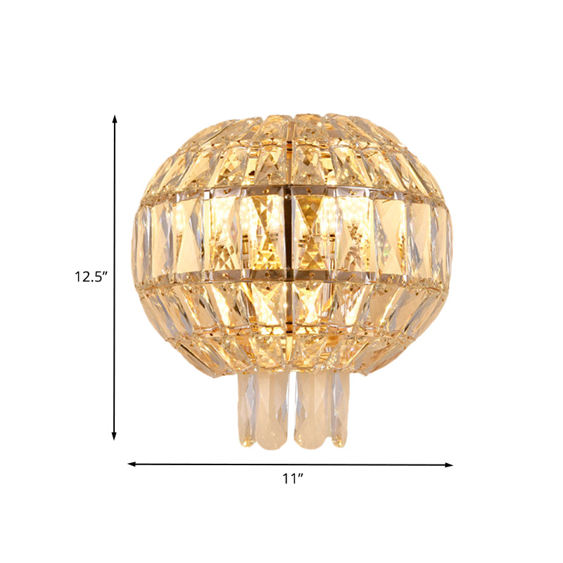 Gold Finish Tiered Sconce Lighting Contemporary 3 Bulbs Crystal Wall Mount Lamp Fixture Clearhalo 'Cast Iron' 'Glass' 'Industrial' 'Modern wall lights' 'Modern' 'Tiffany' 'Traditional wall lights' 'Wall Lamps & Sconces' 'Wall Lights' Lighting' 735226