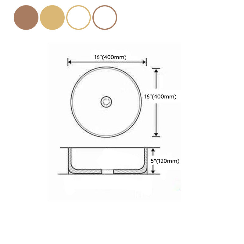 Modern Bathroom Sink with Pop-Up Drain Porcelain Round Vessel Bathroom Sink without Faucet Clearhalo 'Bathroom Remodel & Bathroom Fixtures' 'Bathroom Sinks & Faucet Components' 'Bathroom Sinks' 'bathroom_sink' 'Home Improvement' 'home_improvement' 'home_improvement_bathroom_sink' 7353033