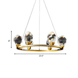 Halo Ring Faceted Crystal Pendant Light Modernism 6/8 Lights Brass Finish Ceiling Chandelier Clearhalo 'Ceiling Lights' 'Chandeliers' 'Modern Chandeliers' 'Modern' Lighting' 735333