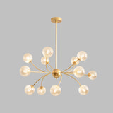 Spherical Chandelier Light Fixture Postmodern Smoke Gray/Cognac Glass 15 Bulbs Gold Arced Ceiling Lamp Clearhalo 'Ceiling Lights' 'Chandeliers' 'Modern Chandeliers' 'Modern' Lighting' 735404