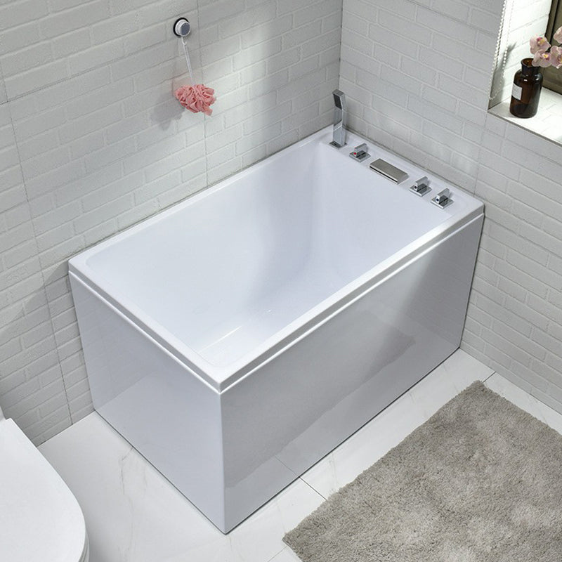 Modern Back to Wall Bathtub Rectangular Antique Finish Bathtub Right Tub with Silver 5-Piece Set Clearhalo 'Bathroom Remodel & Bathroom Fixtures' 'Bathtubs' 'Home Improvement' 'home_improvement' 'home_improvement_bathtubs' 'Showers & Bathtubs' 7354440