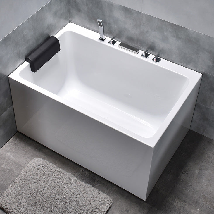 Modern Rectangular Bathtub Acrylic Center Soaking White Bath 63"L x 30"W x 23"H Tub with Silver 5-Piece Set Clearhalo 'Bathroom Remodel & Bathroom Fixtures' 'Bathtubs' 'Home Improvement' 'home_improvement' 'home_improvement_bathtubs' 'Showers & Bathtubs' 7354462