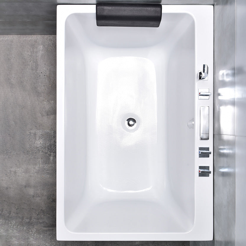 Modern Rectangular Bathtub Acrylic Center Soaking White Bath 47"L x 29"W x 23"H Tub with Silver 5-Piece Set Clearhalo 'Bathroom Remodel & Bathroom Fixtures' 'Bathtubs' 'Home Improvement' 'home_improvement' 'home_improvement_bathtubs' 'Showers & Bathtubs' 7354467