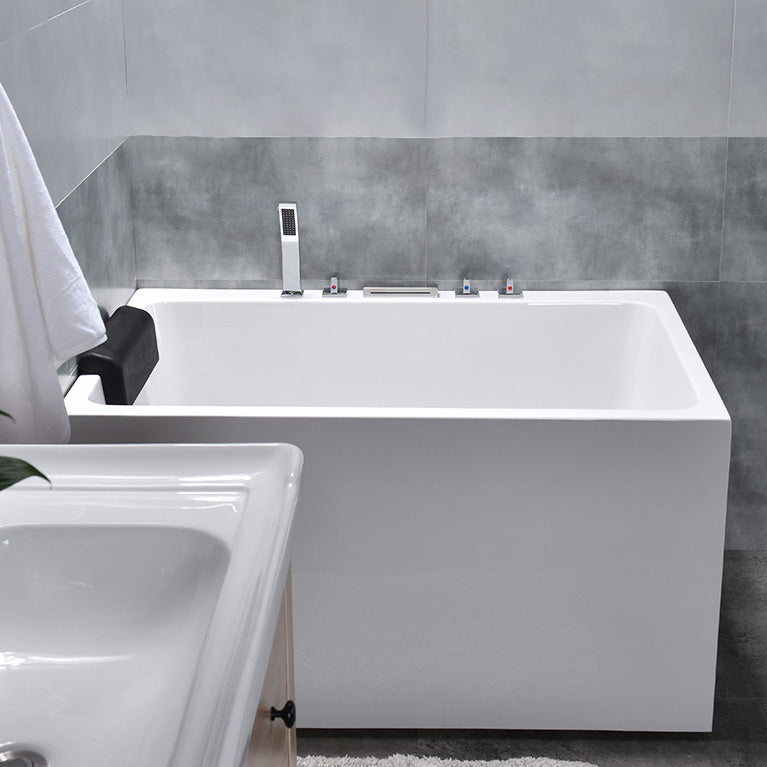 Modern Rectangular Bathtub Acrylic Center Soaking White Bath 43"L x 29"W x 23"H Tub with Silver 5-Piece Set Clearhalo 'Bathroom Remodel & Bathroom Fixtures' 'Bathtubs' 'Home Improvement' 'home_improvement' 'home_improvement_bathtubs' 'Showers & Bathtubs' 7354469