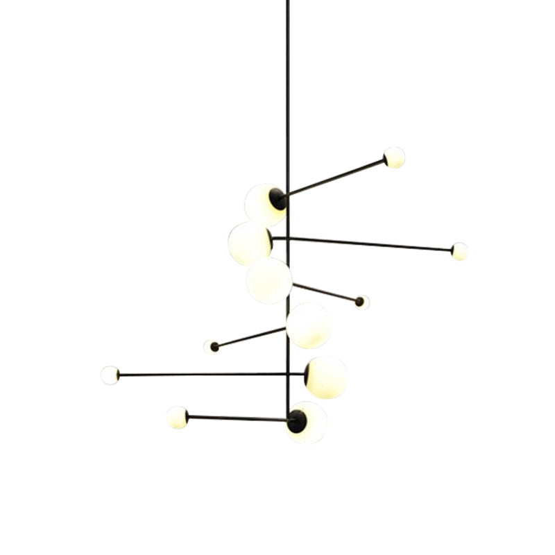 Spiral Linear Iron Chandelier Lighting Modernism 12 Lights Black Hanging Pendant for Restaurant Clearhalo 'Ceiling Lights' 'Chandeliers' 'Modern Chandeliers' 'Modern' Lighting' 735451