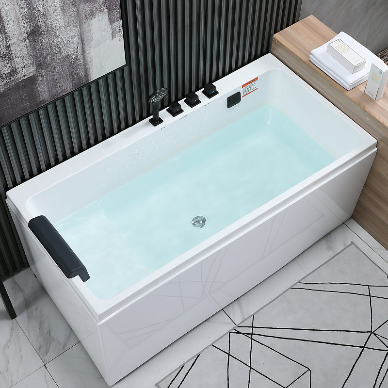 Modern Freestanding Acrylic Bathtub Rectangular Soaking Bath 59.1"L x 29.5"W x 24"H Right Tub with Black 5-Piece Set Clearhalo 'Bathroom Remodel & Bathroom Fixtures' 'Bathtubs' 'Home Improvement' 'home_improvement' 'home_improvement_bathtubs' 'Showers & Bathtubs' 7354510