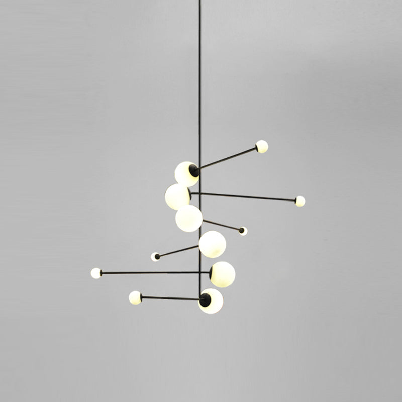 Spiral Linear Iron Chandelier Lighting Modernism 12 Lights Black Hanging Pendant for Restaurant Clearhalo 'Ceiling Lights' 'Chandeliers' 'Modern Chandeliers' 'Modern' Lighting' 735452