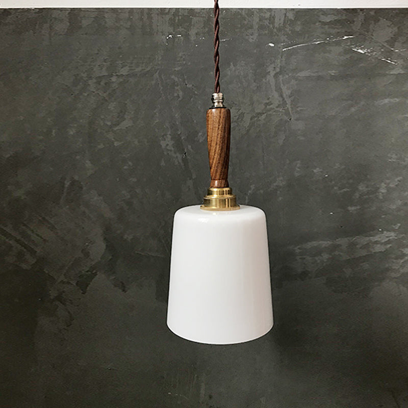 Bell Hanging Light Kit Vintage Milk White Glass 1 Bulb Brown Ceiling Suspension Lamp Clearhalo 'Ceiling Lights' 'Glass shade' 'Glass' 'Modern Pendants' 'Modern' 'Pendant Lights' 'Pendants' Lighting' 735470