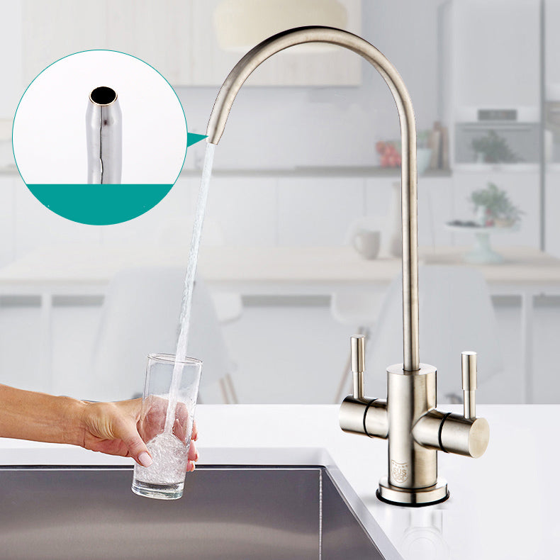 Modern Style Standard Kitchen Faucet Gooseneck 1-Hole Standard Kitchen Faucet Clearhalo 'Home Improvement' 'home_improvement' 'home_improvement_kitchen_faucets' 'Kitchen Faucets' 'Kitchen Remodel & Kitchen Fixtures' 'Kitchen Sinks & Faucet Components' 'kitchen_faucets' 7354822