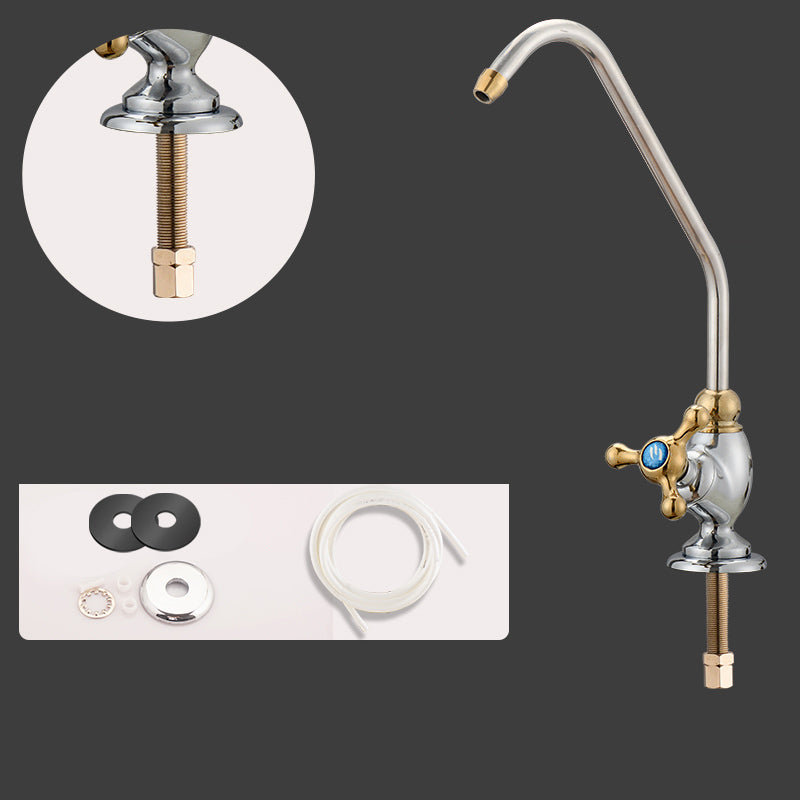 Modern Style Standard Kitchen Faucet Gooseneck 1-Hole Standard Kitchen Faucet Copper Silver-Gold Clearhalo 'Home Improvement' 'home_improvement' 'home_improvement_kitchen_faucets' 'Kitchen Faucets' 'Kitchen Remodel & Kitchen Fixtures' 'Kitchen Sinks & Faucet Components' 'kitchen_faucets' 7354827