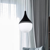 Modern Teardrop Hanging Ceiling Light Cream Glass 1 Head Corridor Pendant Lamp in Black Black Clearhalo 'Ceiling Lights' 'Close To Ceiling Lights' 'Glass shade' 'Glass' 'Modern Pendants' 'Modern' 'Pendant Lights' 'Pendants' Lighting' 735493