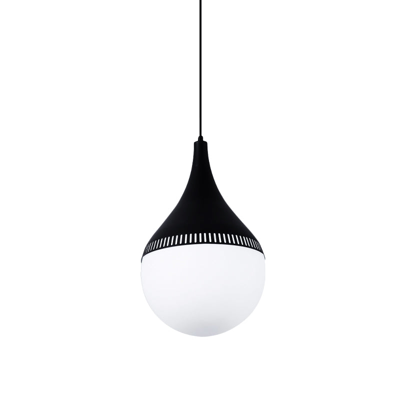 Modern Teardrop Hanging Ceiling Light Cream Glass 1 Head Corridor Pendant Lamp in Black Clearhalo 'Ceiling Lights' 'Close To Ceiling Lights' 'Glass shade' 'Glass' 'Modern Pendants' 'Modern' 'Pendant Lights' 'Pendants' Lighting' 735495