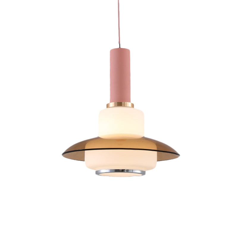 Macaron Gourd Pendant Lighting Opal Glass 1 Head Dining Room Ceiling Suspension Lamp in Pink/Light Blue/Gold Clearhalo 'Ceiling Lights' 'Glass shade' 'Glass' 'Modern Pendants' 'Modern' 'Pendant Lights' 'Pendants' Lighting' 735515