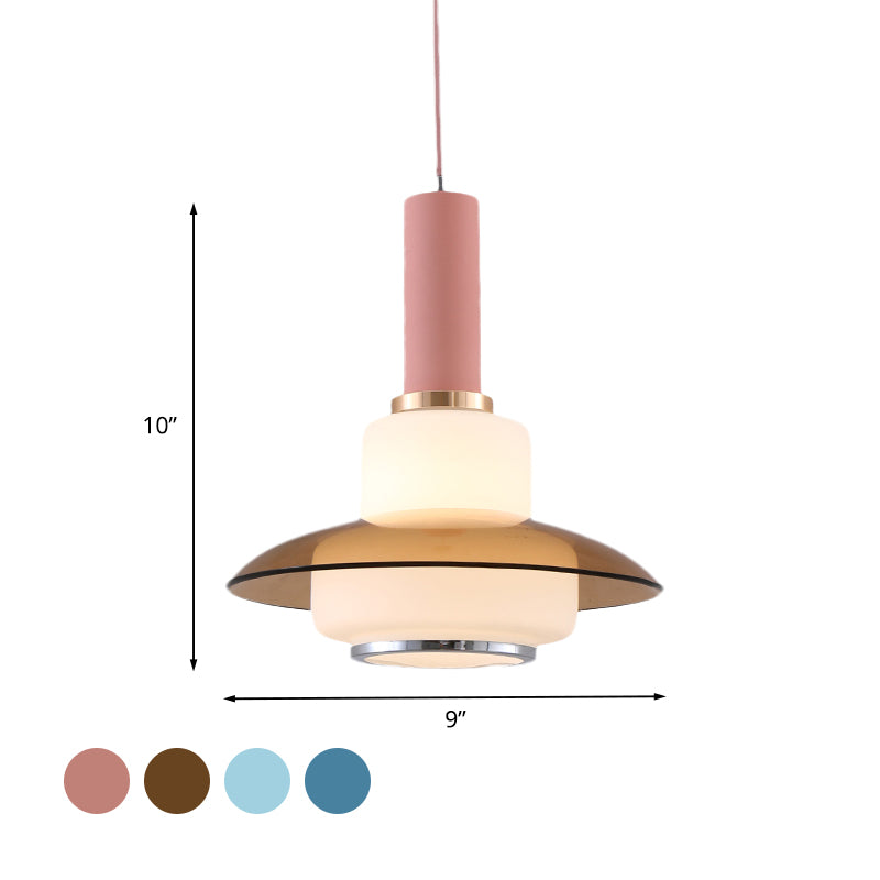 Macaron Gourd Pendant Lighting Opal Glass 1 Head Dining Room Ceiling Suspension Lamp in Pink/Light Blue/Gold Clearhalo 'Ceiling Lights' 'Glass shade' 'Glass' 'Modern Pendants' 'Modern' 'Pendant Lights' 'Pendants' Lighting' 735516