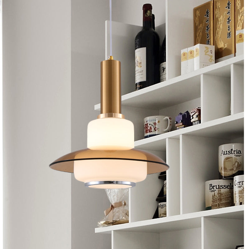 Macaron Gourd Pendant Lighting Opal Glass 1 Head Dining Room Ceiling Suspension Lamp in Pink/Light Blue/Gold Gold Clearhalo 'Ceiling Lights' 'Glass shade' 'Glass' 'Modern Pendants' 'Modern' 'Pendant Lights' 'Pendants' Lighting' 735517