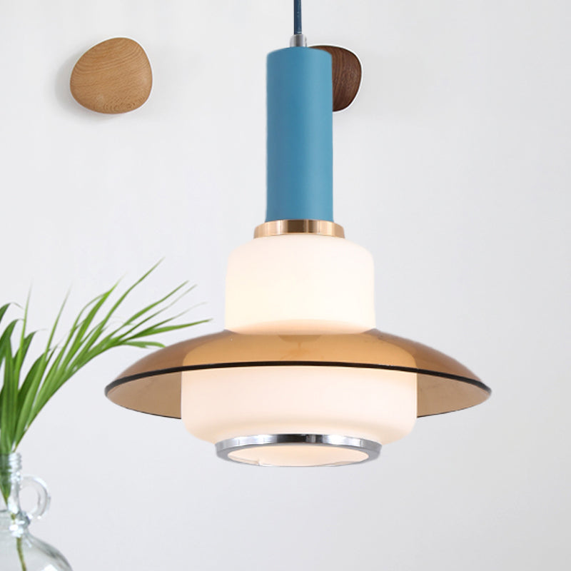 Macaron Gourd Pendant Lighting Opal Glass 1 Head Dining Room Ceiling Suspension Lamp in Pink/Light Blue/Gold Clearhalo 'Ceiling Lights' 'Glass shade' 'Glass' 'Modern Pendants' 'Modern' 'Pendant Lights' 'Pendants' Lighting' 735523