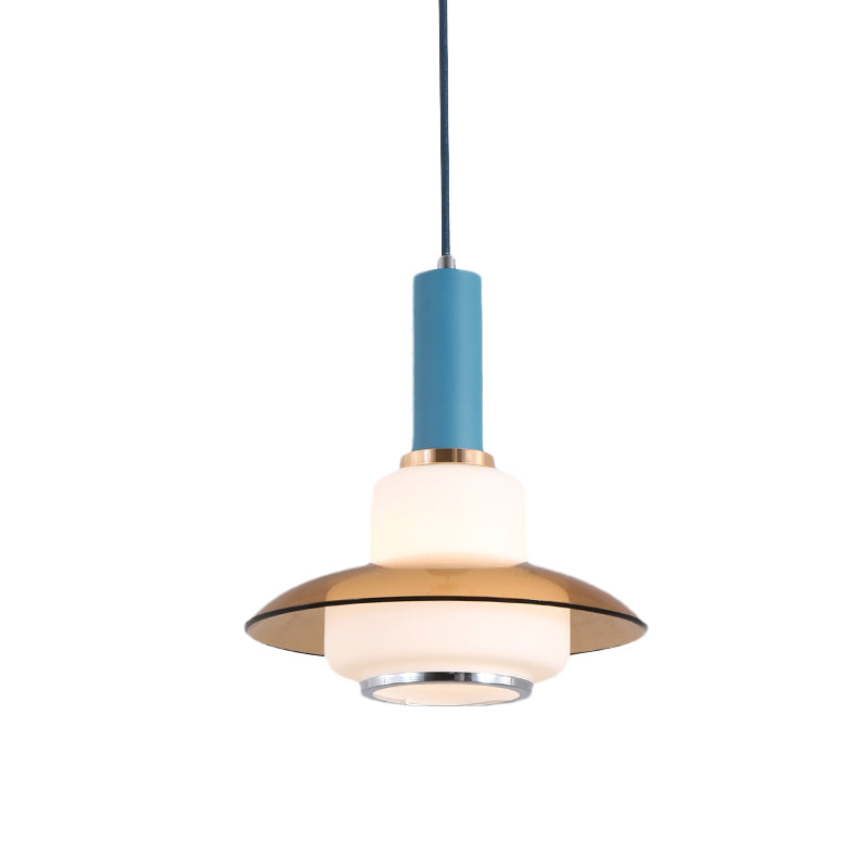 Macaron Gourd Pendant Lighting Opal Glass 1 Head Dining Room Ceiling Suspension Lamp in Pink/Light Blue/Gold Clearhalo 'Ceiling Lights' 'Glass shade' 'Glass' 'Modern Pendants' 'Modern' 'Pendant Lights' 'Pendants' Lighting' 735524