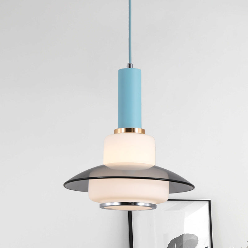 Macaron Gourd Pendant Lighting Opal Glass 1 Head Dining Room Ceiling Suspension Lamp in Pink/Light Blue/Gold Light Blue Clearhalo 'Ceiling Lights' 'Glass shade' 'Glass' 'Modern Pendants' 'Modern' 'Pendant Lights' 'Pendants' Lighting' 735525