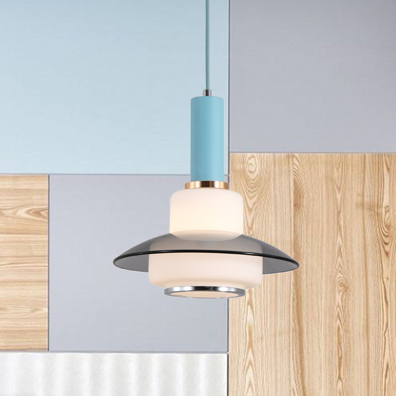 Macaron Gourd Pendant Lighting Opal Glass 1 Head Dining Room Ceiling Suspension Lamp in Pink/Light Blue/Gold Clearhalo 'Ceiling Lights' 'Glass shade' 'Glass' 'Modern Pendants' 'Modern' 'Pendant Lights' 'Pendants' Lighting' 735526