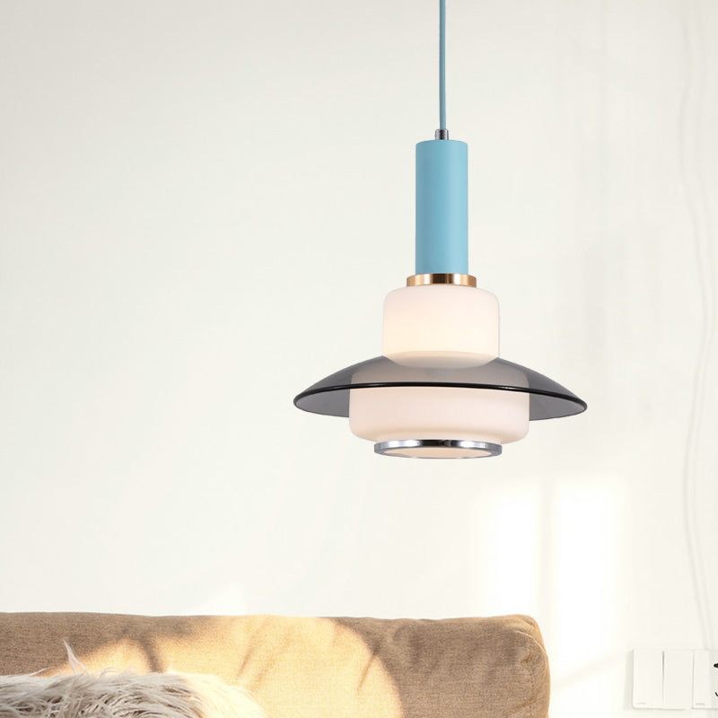 Macaron Gourd Pendant Lighting Opal Glass 1 Head Dining Room Ceiling Suspension Lamp in Pink/Light Blue/Gold Clearhalo 'Ceiling Lights' 'Glass shade' 'Glass' 'Modern Pendants' 'Modern' 'Pendant Lights' 'Pendants' Lighting' 735527