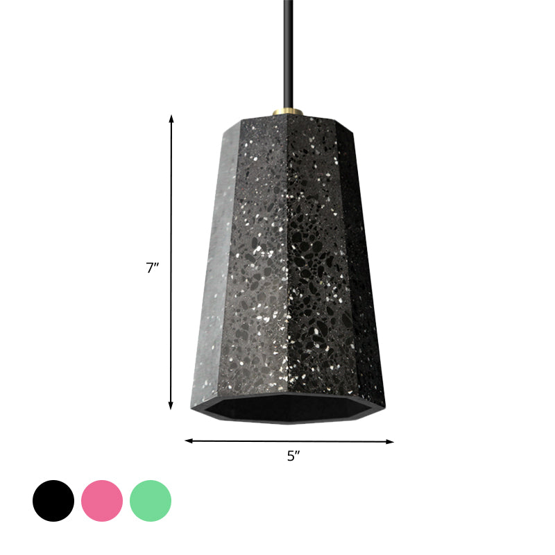 Polygon Restaurant Ceiling Pendant Light Terrazzo 1 Head Nordic Hanging Lamp Kit in Black/Red/Green Clearhalo 'Ceiling Lights' 'Modern Pendants' 'Modern' 'Pendant Lights' 'Pendants' Lighting' 735573