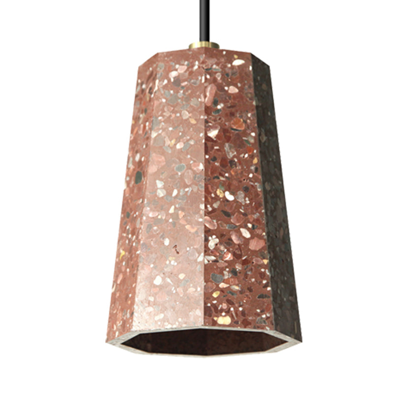 Polygon Restaurant Ceiling Pendant Light Terrazzo 1 Head Nordic Hanging Lamp Kit in Black/Red/Green Clearhalo 'Ceiling Lights' 'Modern Pendants' 'Modern' 'Pendant Lights' 'Pendants' Lighting' 735576