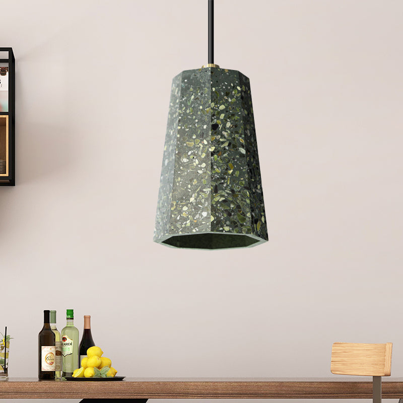 Polygon Restaurant Ceiling Pendant Light Terrazzo 1 Head Nordic Hanging Lamp Kit in Black/Red/Green Green Clearhalo 'Ceiling Lights' 'Modern Pendants' 'Modern' 'Pendant Lights' 'Pendants' Lighting' 735577