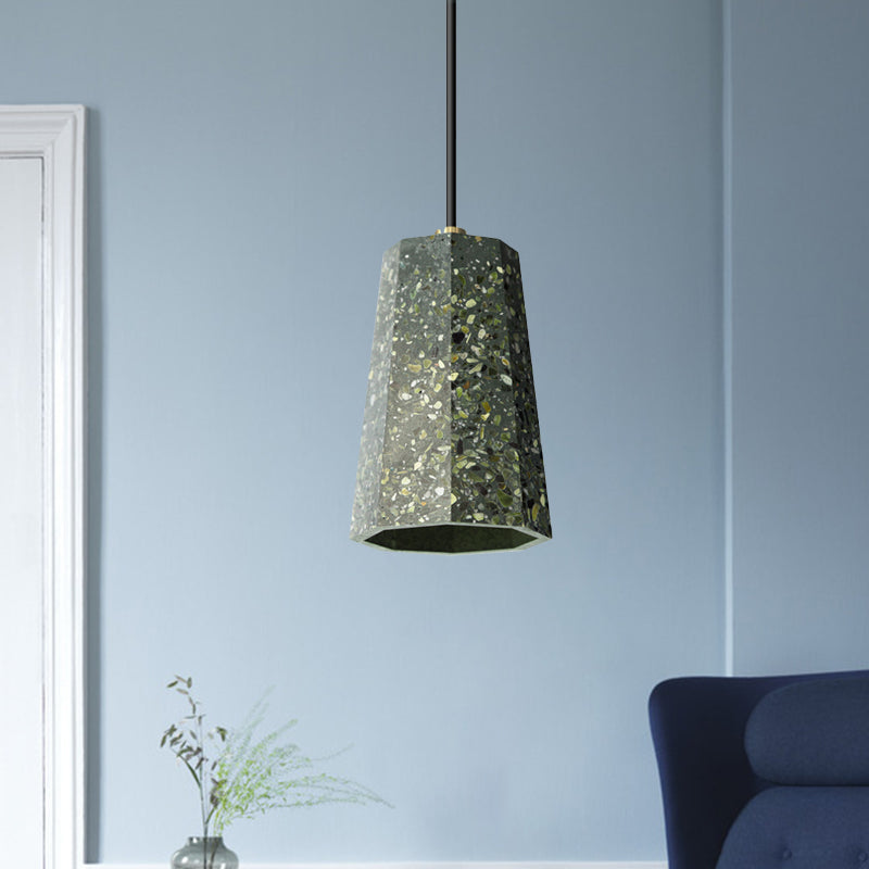 Polygon Restaurant Ceiling Pendant Light Terrazzo 1 Head Nordic Hanging Lamp Kit in Black/Red/Green Clearhalo 'Ceiling Lights' 'Modern Pendants' 'Modern' 'Pendant Lights' 'Pendants' Lighting' 735578