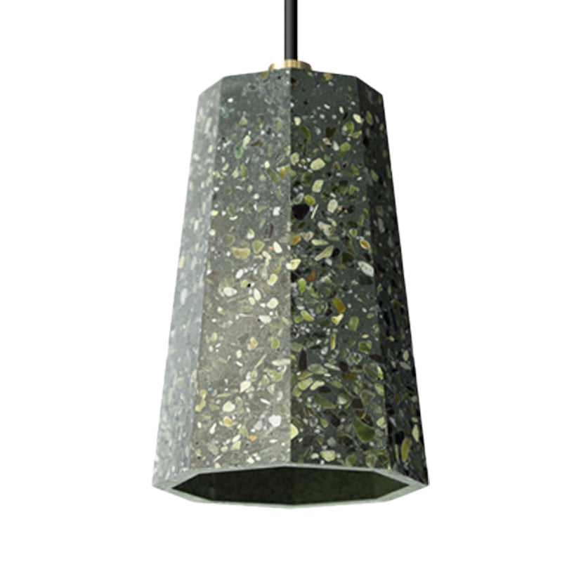 Polygon Restaurant Ceiling Pendant Light Terrazzo 1 Head Nordic Hanging Lamp Kit in Black/Red/Green Clearhalo 'Ceiling Lights' 'Modern Pendants' 'Modern' 'Pendant Lights' 'Pendants' Lighting' 735579