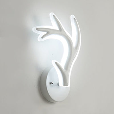 Deer Horn LED Wall Light Animal Style Acrylic Wall Sconce in White for Adult Kid Bedroom White A White Clearhalo 'Wall Lamps & Sconces' 'Wall Lights' Lighting' 73558