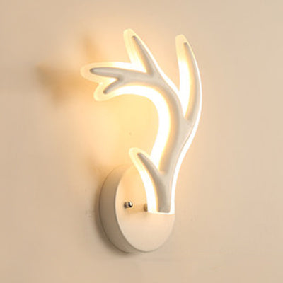 Deer Horn LED Wall Light Animal Style Acrylic Wall Sconce in White for Adult Kid Bedroom White A Warm Clearhalo 'Wall Lamps & Sconces' 'Wall Lights' Lighting' 73559