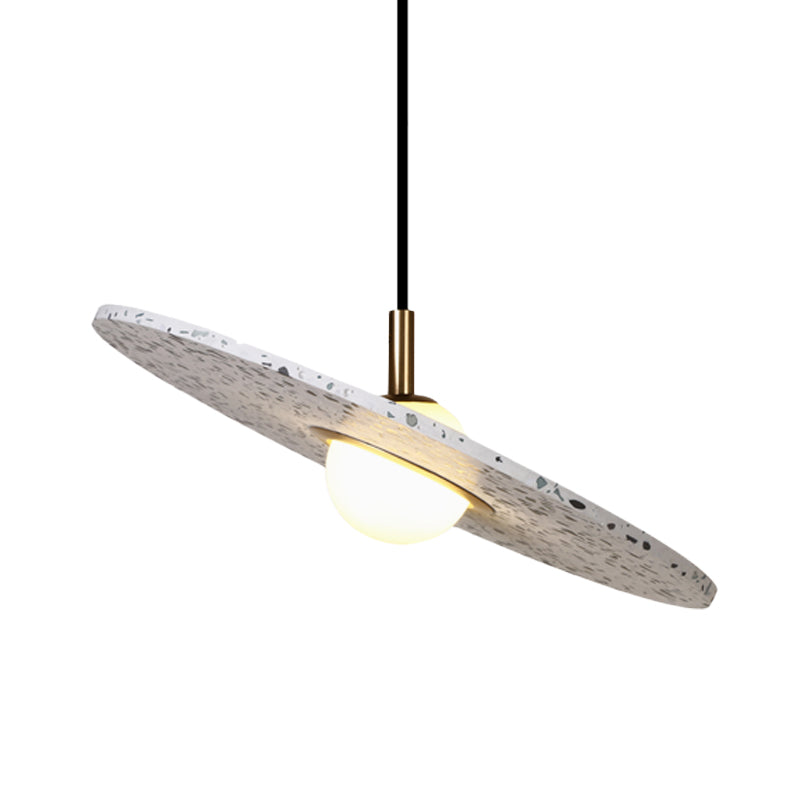 Round Disc Terrazzo Suspension Light Modernist 1-Bulb White/Pink Hanging Pendant Lamp for Restaurant Clearhalo 'Ceiling Lights' 'Modern Pendants' 'Modern' 'Pendant Lights' 'Pendants' Lighting' 735599