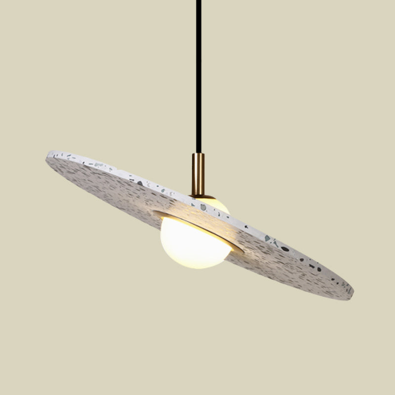 Round Disc Terrazzo Suspension Light Modernist 1-Bulb White/Pink Hanging Pendant Lamp for Restaurant Clearhalo 'Ceiling Lights' 'Modern Pendants' 'Modern' 'Pendant Lights' 'Pendants' Lighting' 735600