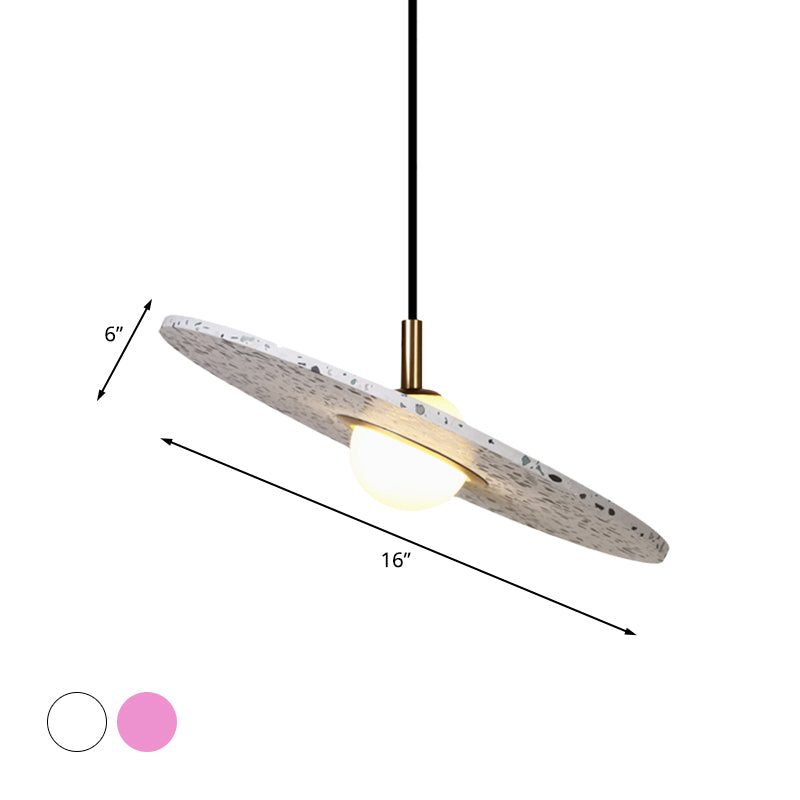 Round Disc Terrazzo Suspension Light Modernist 1-Bulb White/Pink Hanging Pendant Lamp for Restaurant Clearhalo 'Ceiling Lights' 'Modern Pendants' 'Modern' 'Pendant Lights' 'Pendants' Lighting' 735601