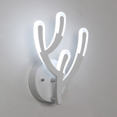 Deer Horn LED Wall Light Animal Style Acrylic Wall Sconce in White for Adult Kid Bedroom White B White Clearhalo 'Wall Lamps & Sconces' 'Wall Lights' Lighting' 73561