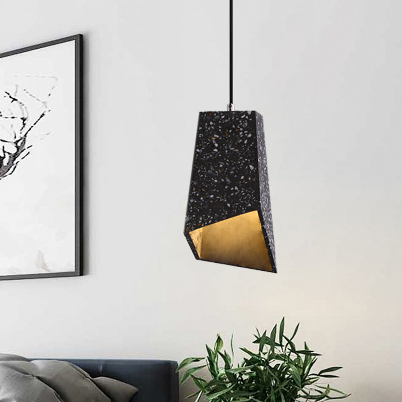 Geometric Hanging Light Fixture Nordic Terrazzo 1 Head White/Black/Red Ceiling Pendant Lamp for Coffee Shop Clearhalo 'Ceiling Lights' 'Modern Pendants' 'Modern' 'Pendant Lights' 'Pendants' Lighting' 735610