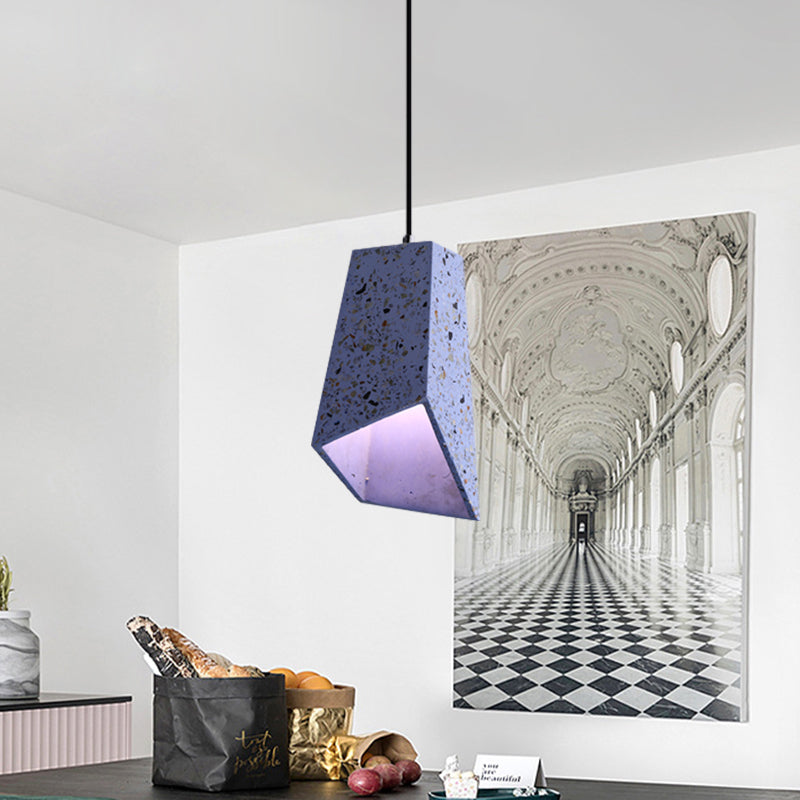 Geometric Hanging Light Fixture Nordic Terrazzo 1 Head White/Black/Red Ceiling Pendant Lamp for Coffee Shop Clearhalo 'Ceiling Lights' 'Modern Pendants' 'Modern' 'Pendant Lights' 'Pendants' Lighting' 735616