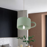 Modern Nordic Cup Shape Hanging Lighting Ceramics 1 Light Restaurant LED Pendant Lamp in Green Green Clearhalo 'Ceiling Lights' 'Modern Pendants' 'Modern' 'Pendant Lights' 'Pendants' Lighting' 735618