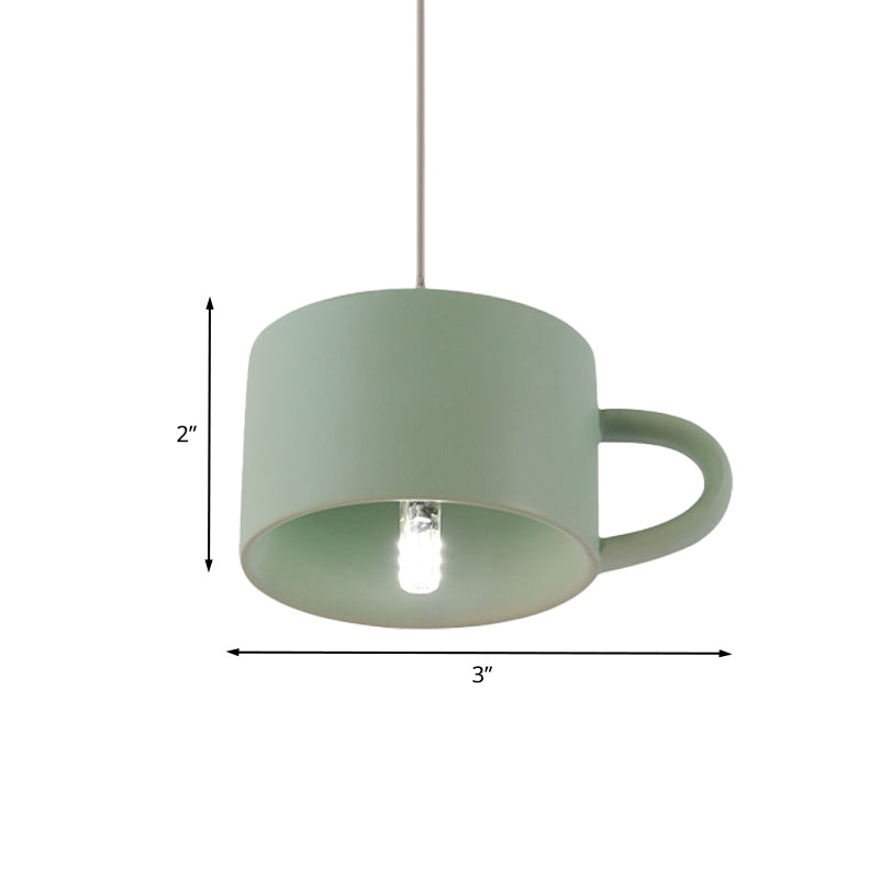 Modern Nordic Cup Shape Hanging Lighting Ceramics 1 Light Restaurant LED Pendant Lamp in Green Clearhalo 'Ceiling Lights' 'Modern Pendants' 'Modern' 'Pendant Lights' 'Pendants' Lighting' 735621