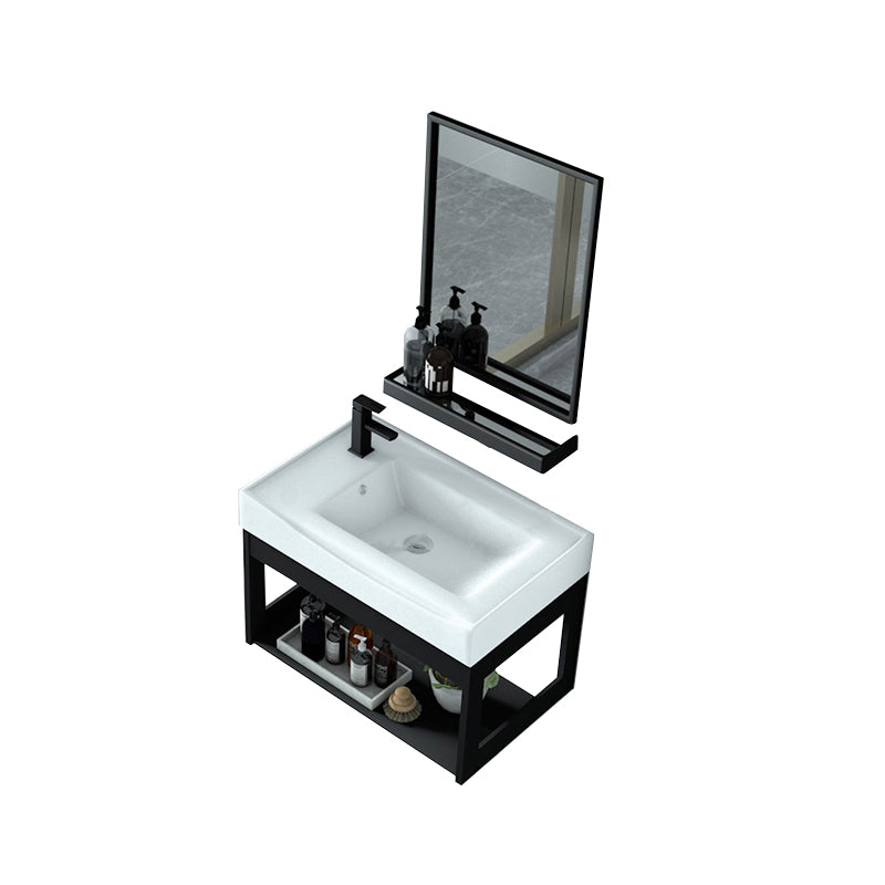 Modern Bathroom Vanity Set Wall Mount Single-Sink Bathroom Sink Vanity Vanity & Faucet & Mirrors 20"L x 12"W x 17"H Black Faucet Included Clearhalo 'Bathroom Remodel & Bathroom Fixtures' 'Bathroom Vanities' 'bathroom_vanities' 'Home Improvement' 'home_improvement' 'home_improvement_bathroom_vanities' 7356763