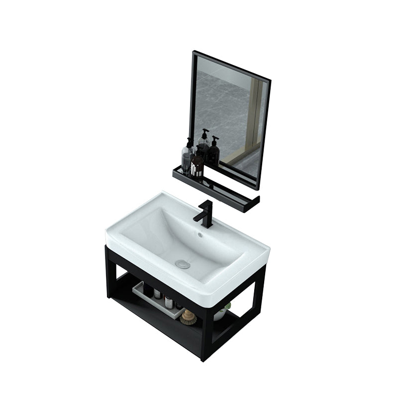 Modern Bathroom Vanity Set Wall Mount Single-Sink Bathroom Sink Vanity Vanity & Faucet & Mirrors 20"L x 14"W x 17"H Black Faucet Included Clearhalo 'Bathroom Remodel & Bathroom Fixtures' 'Bathroom Vanities' 'bathroom_vanities' 'Home Improvement' 'home_improvement' 'home_improvement_bathroom_vanities' 7356765