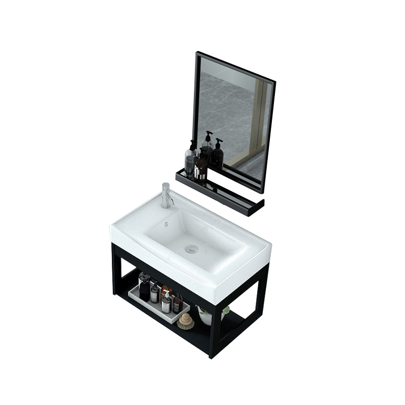Modern Bathroom Vanity Set Wall Mount Single-Sink Bathroom Sink Vanity Vanity & Faucet & Mirrors 20"L x 12"W x 17"H Silver Faucet Included Clearhalo 'Bathroom Remodel & Bathroom Fixtures' 'Bathroom Vanities' 'bathroom_vanities' 'Home Improvement' 'home_improvement' 'home_improvement_bathroom_vanities' 7356770