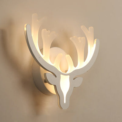 Deer Horn LED Wall Light Animal Style Acrylic Wall Sconce in White for Adult Kid Bedroom White D Warm Clearhalo 'Wall Lamps & Sconces' 'Wall Lights' Lighting' 73568