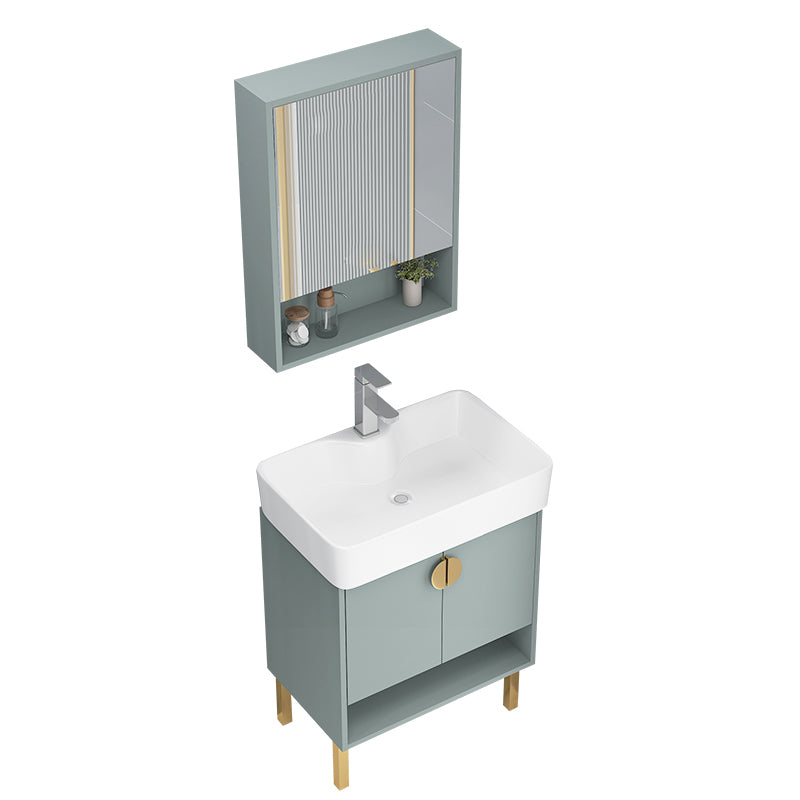 Rectangular Glam Sink Vanity Green Ceramic Single-Sink Freestanding Vanity Set Clearhalo 'Bathroom Remodel & Bathroom Fixtures' 'Bathroom Vanities' 'bathroom_vanities' 'Home Improvement' 'home_improvement' 'home_improvement_bathroom_vanities' 7356810