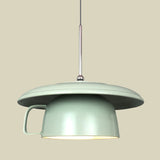 Green Finish Coffee-Cup Pendant Light Fixture Macaron 1-Head Ceramics LED Hanging Ceiling Lamp Clearhalo 'Ceiling Lights' 'Modern Pendants' 'Modern' 'Pendant Lights' 'Pendants' Lighting' 735682