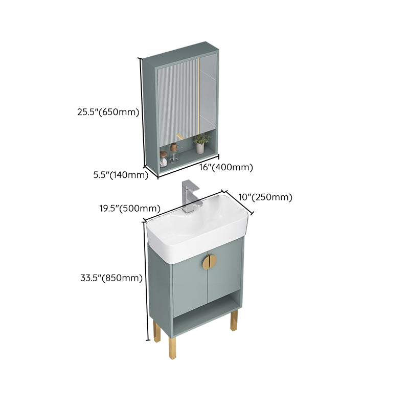 Rectangular Glam Sink Vanity Green Ceramic Single-Sink Freestanding Vanity Set Clearhalo 'Bathroom Remodel & Bathroom Fixtures' 'Bathroom Vanities' 'bathroom_vanities' 'Home Improvement' 'home_improvement' 'home_improvement_bathroom_vanities' 7356845