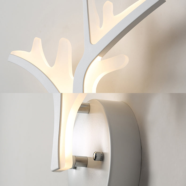 Deer Horn LED Wall Light Animal Style Acrylic Wall Sconce in White for Adult Kid Bedroom Clearhalo 'Wall Lamps & Sconces' 'Wall Lights' Lighting' 73570