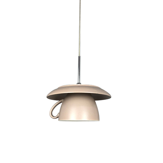 1-Light Restaurant Hanging Lighting Macaron Pink/Grey/Green LED Drop Pendant Lamp with Coffee Cup Ceramics Shade Clearhalo 'Ceiling Lights' 'Modern Pendants' 'Modern' 'Pendant Lights' 'Pendants' Lighting' 735702